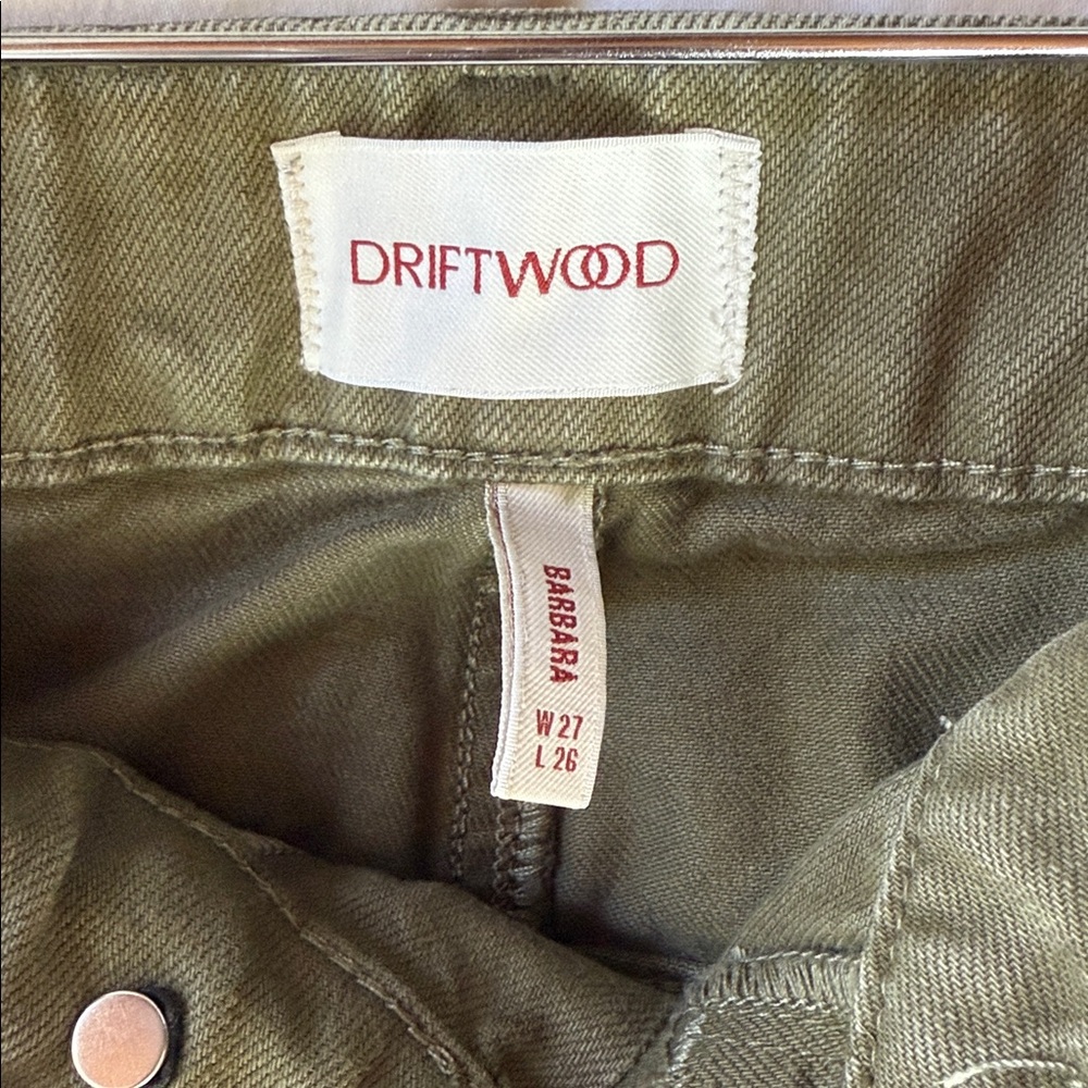 DRIFTWOOD Jeans Pants Barbara Barrel 100% Cotton Green Embroidery  size 27 - Picture 6 of 7